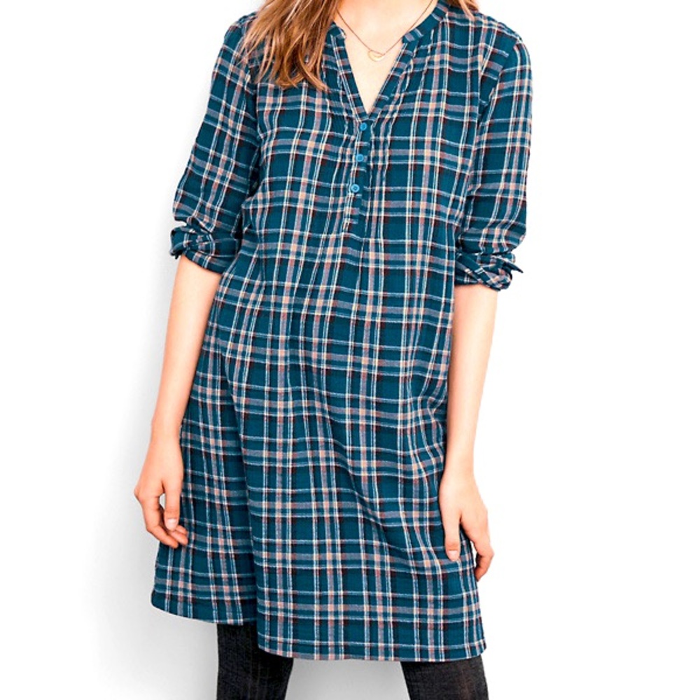 Garnet Hill Plaid Popover Dress sz 10